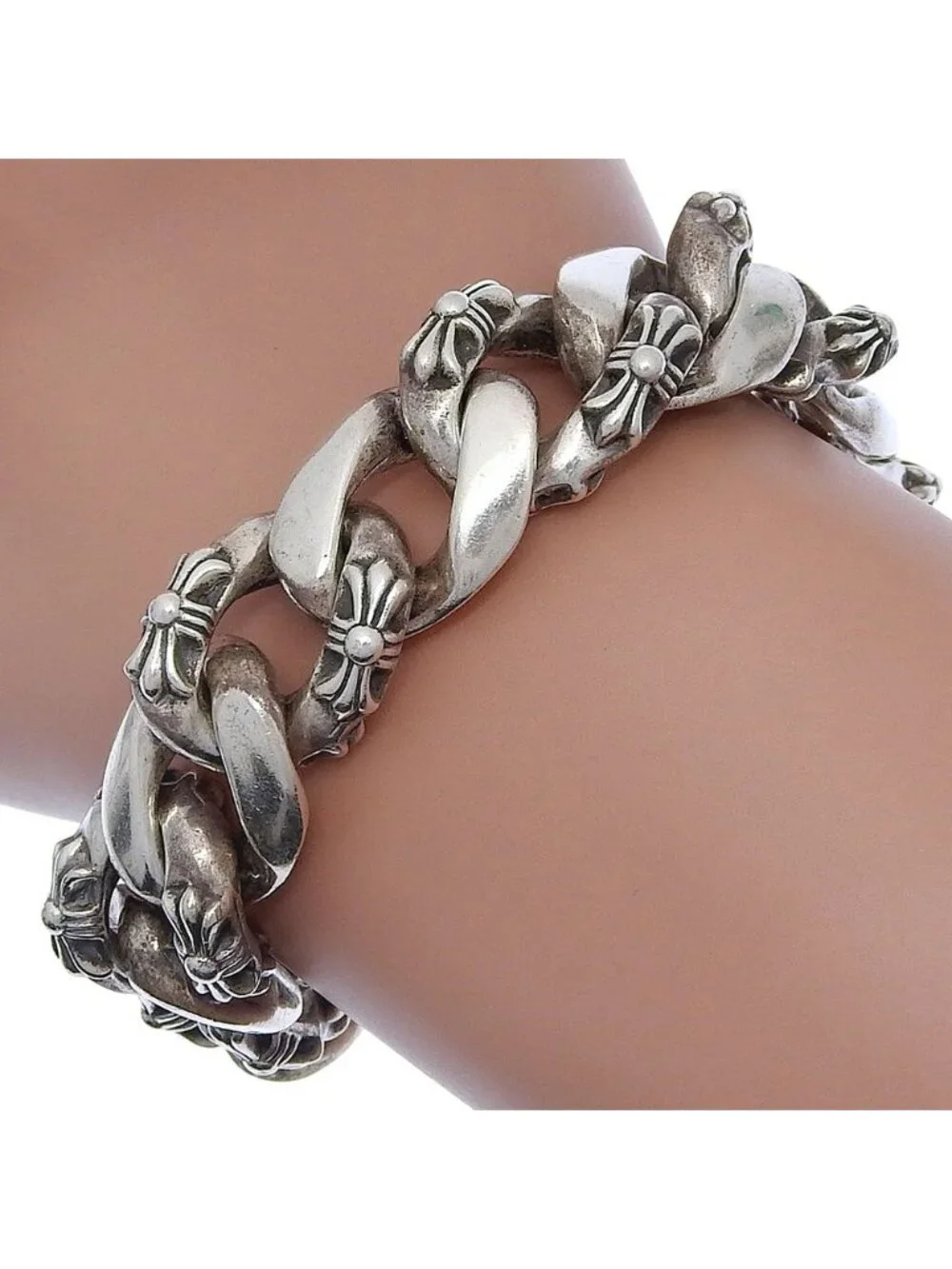Chrome Hearts Fancy Chain Lnk 925 Sterling Silver Bracelet